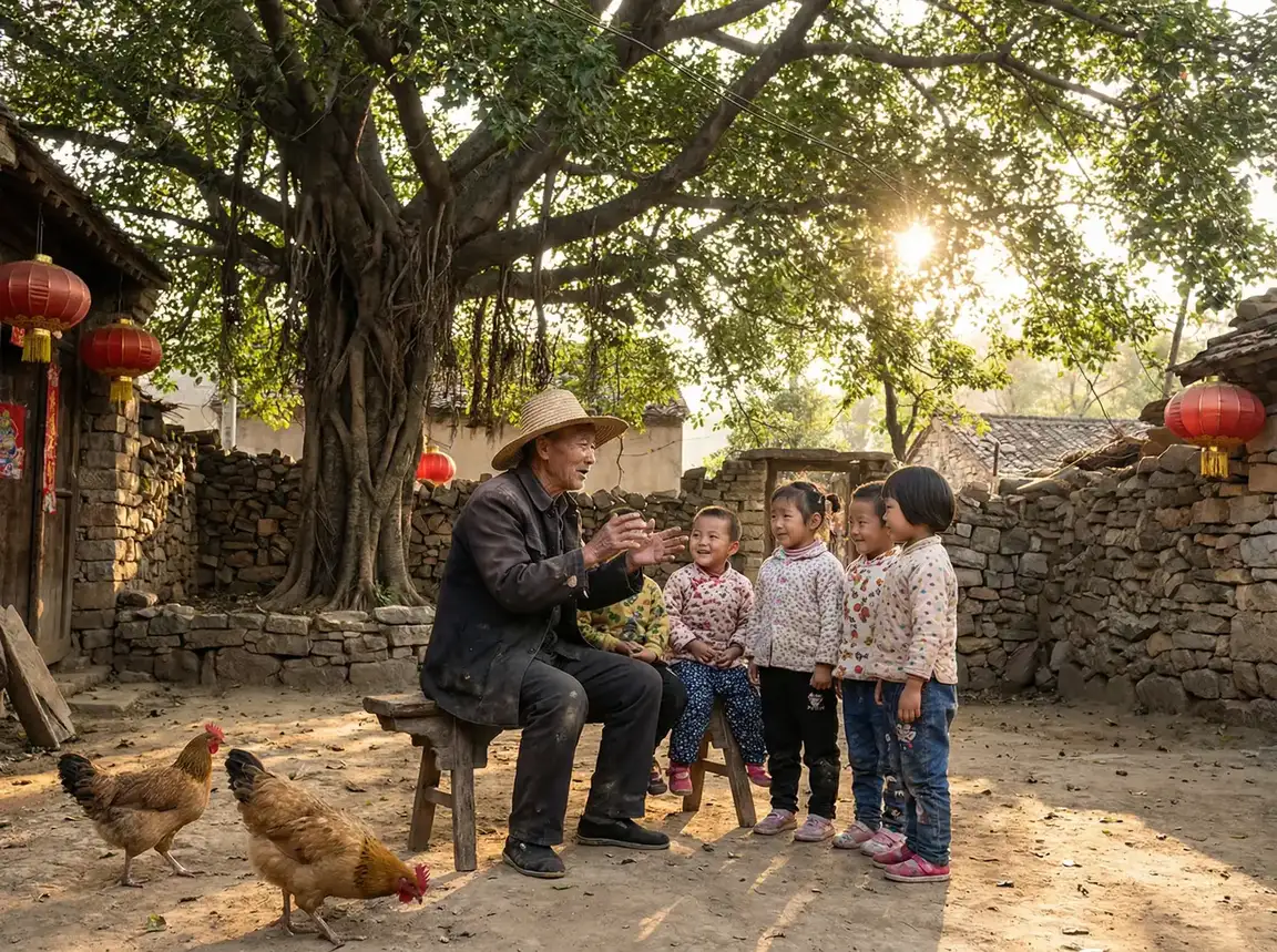 老人在大榕树下给孩子们讲故事 - 妈妈的朋友完迅雷 乡村记忆